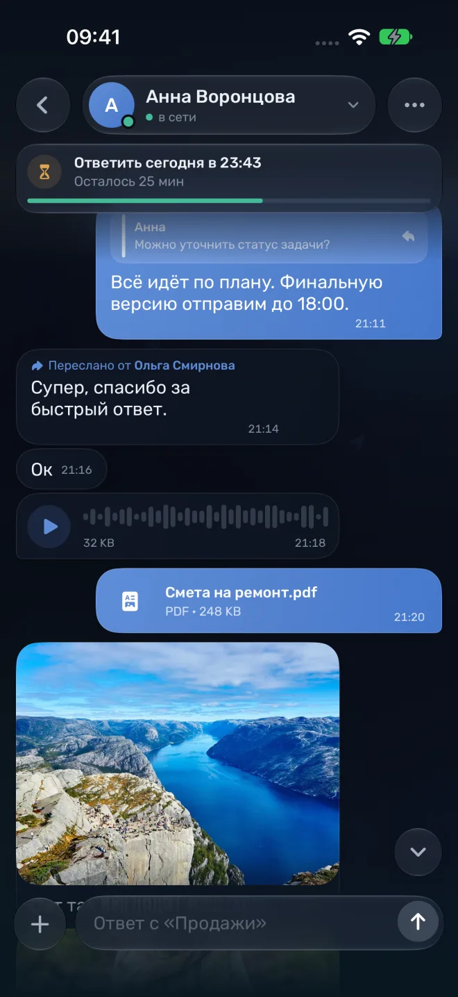 Диалог с клиентом в приложении Poymai